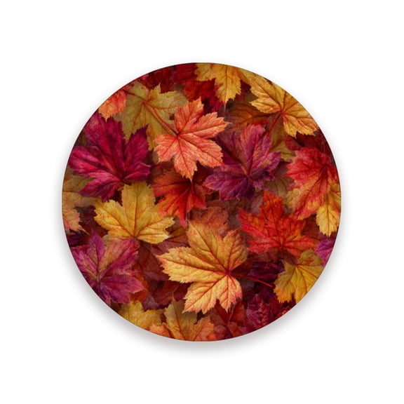 Qxltty One Pcs Drink Coasters Autumn Maple Leaves Ceramic Round Coaster Absorbent Suitable for Kinds of Cups Coffee Table