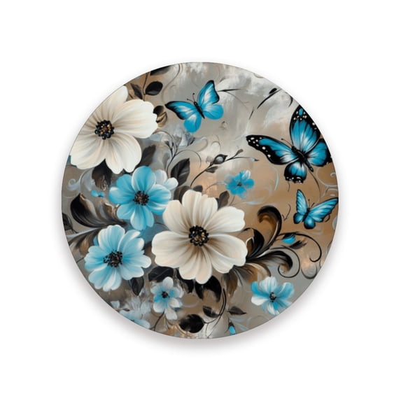 Qxltty One Pcs Drink Coasters Dainty Flora Ceramic Round Coaster Absorbent Suitable for Kinds of Cups Coffee Table