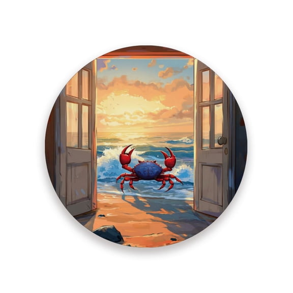 Qxltty One Pcs Drink Coasters Dashing Hairy Crab Ceramic Round Coaster Absorbent Suitable for Kinds of Cups Coffee Table