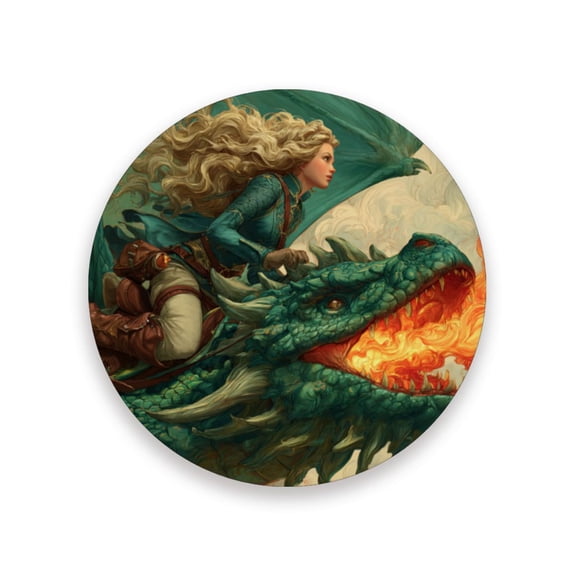 Qxltty One Pcs Drink Coasters Emerald Dragon Ceramic Round Coaster Absorbent Suitable for Kinds of Cups Coffee Table
