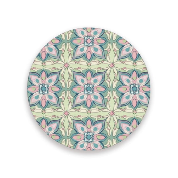 Qxltty One Pcs Drink Coasters Persian Style Motifs Ceramic Round Coaster Absorbent Suitable for Kinds of Cups Coffee Table