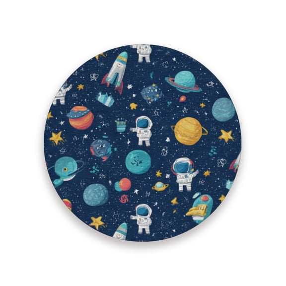 Qxltty One Pcs Drink Coasters Space Themed Ceramic Round Coaster Absorbent Suitable for Kinds of Cups Coffee Table