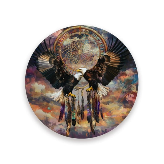 Qxltty One Pcs Drink Coasters White Eagles Soaring Ceramic Round Coaster Absorbent Suitable for Kinds of Cups Coffee Table