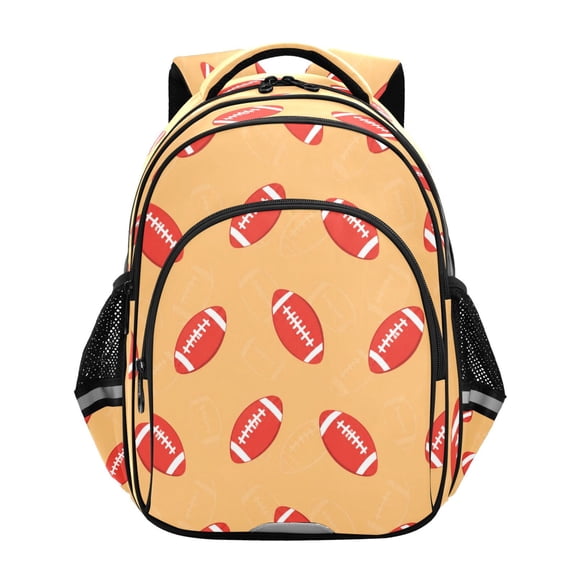 Qxltty Orange Cartoon Football Backpack Lightweight Multi Pocket Daypack Reflective Bookbag with Adjustable Straps