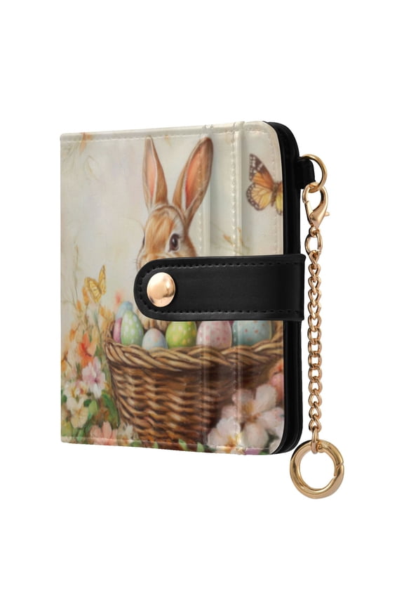 Orange Easter Rabbit Ladies Wallet Rfid Slim Thin Compact Credit Card Women Wallet Zipper Coin Pocket and ID Window for Female Gifts