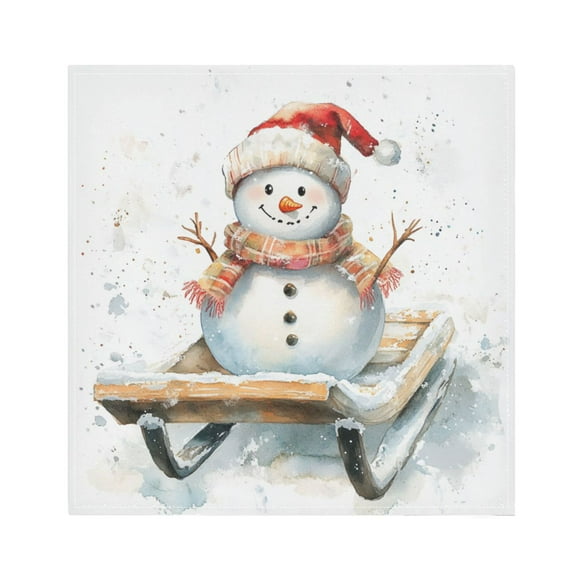 Qxltty Painting Of Snowman Sitting on A Sled Napkins 20×20in Perfect for Parties Dinners Weddings Cocktail Housewarming Cloth Napkins Set of 4