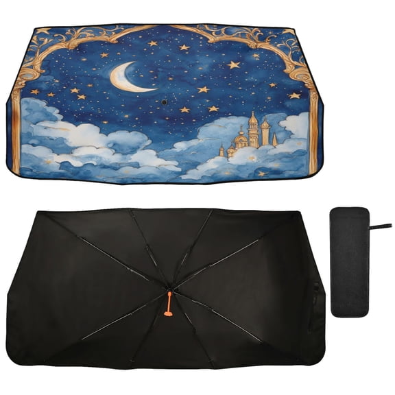 Qxltty Palace Of Fantasy Car Windshield Sunshade Umbrella Quality Black Rubberized Fabric Can Effectively Block UV Rays Heat