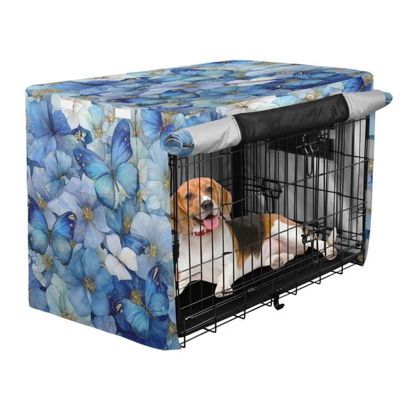 Qxltty Pale Blue Butterfly Crate Cover Durable Oxford Cloth Pet Kennel Sunshade Universal Fit for 35in Wire Cage