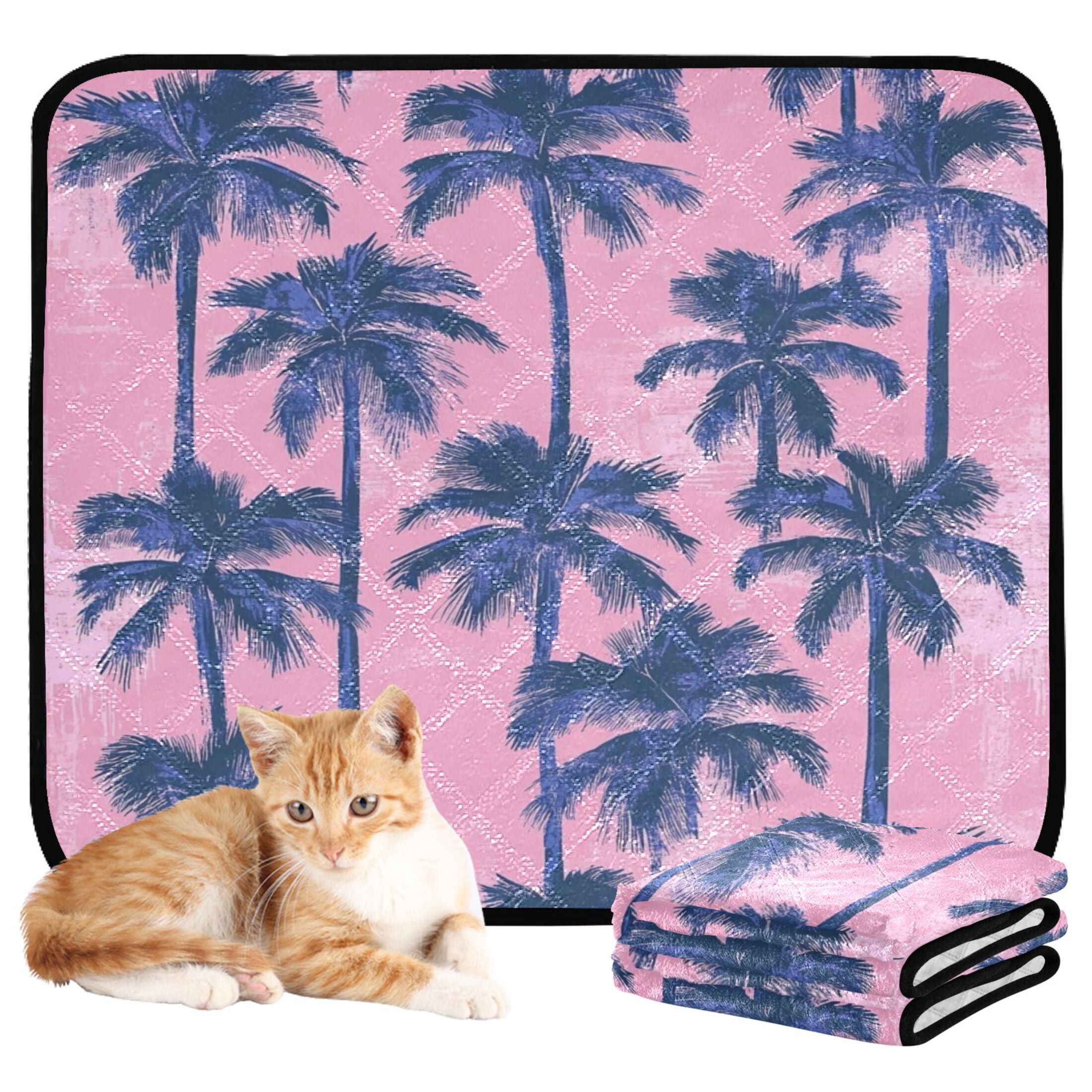 Qxltty Palm Trees Cat litter Pads Pet Set of 3 Diaper Mats Center Anti-leakage Layer Absorbent Soft and Comfortable
