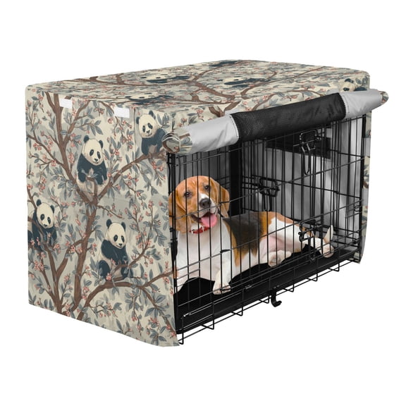 Qxltty Panda Pattern Crate Cover Durable Oxford Cloth Pet Kennel Sunshade Universal Fit for 40in Wire Cage