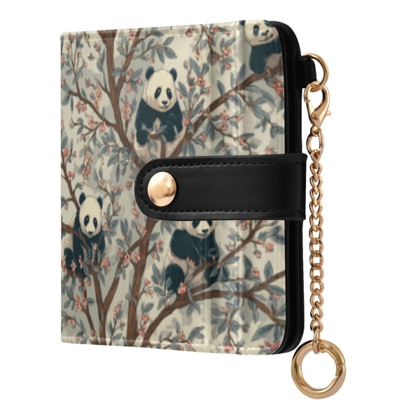 Qxltty Panda Pattern Ladies Wallet Rfid Slim Thin Compact Credit Card Women Wallet Zipper Coin Pocket and ID Window for Female Gifts
