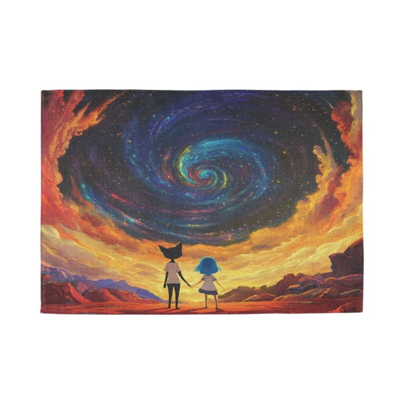 Qxltty Partner Star Gazing Pattern Placemats Set of 1 Heat Resistant Non-Slip Place mat for Dining Table Washable Durable Polyester Woven Table Decorations