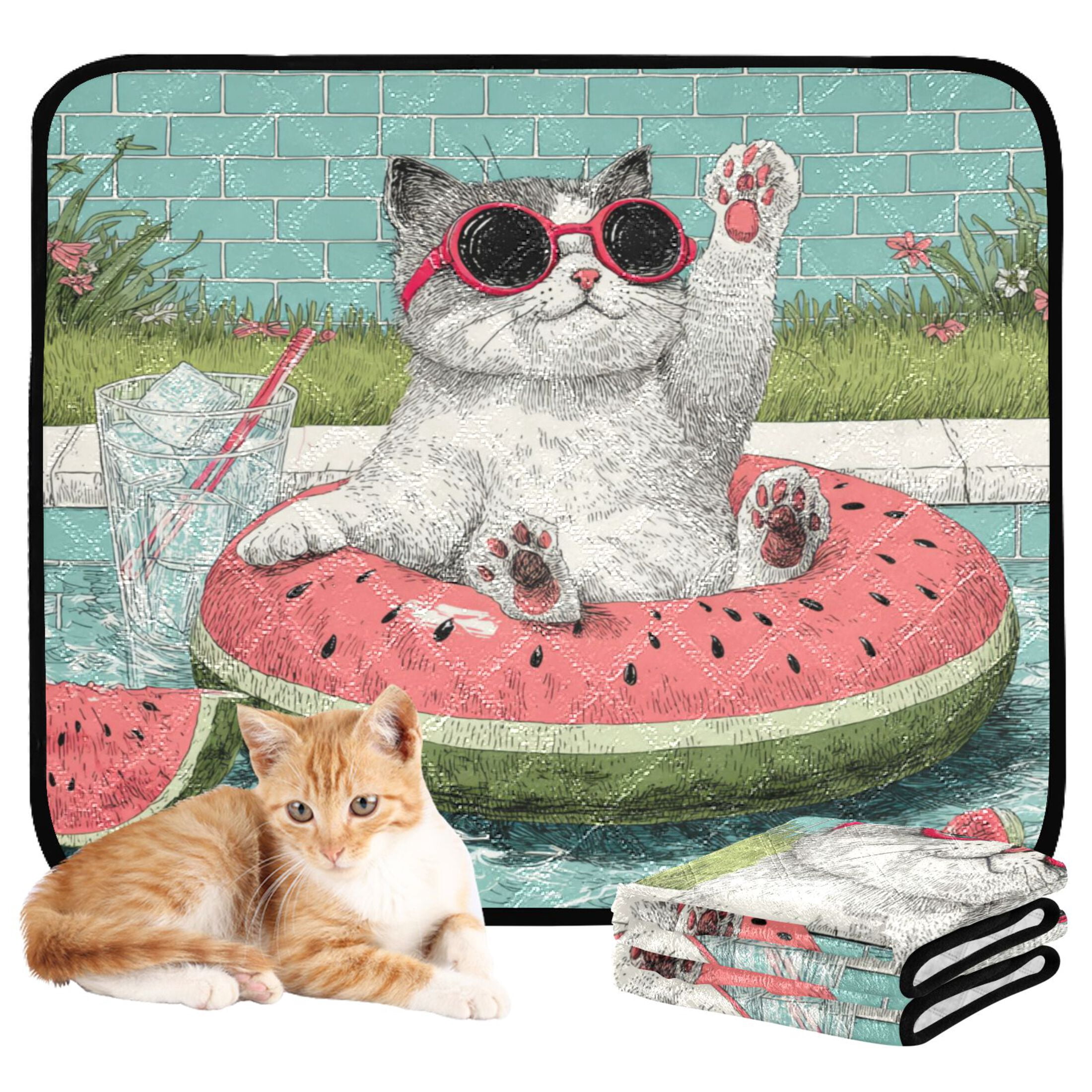 Qxltty Party Kitty Cat litter Pads Pet Set of 3 Diaper Mats Center Anti-leakage Layer Absorbent Soft and Comfortable