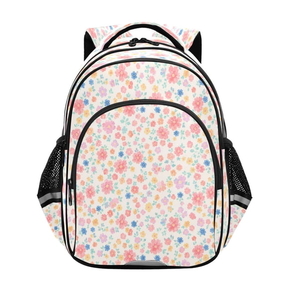 Qxltty Pastel Ditsy Floral Backpack Lightweight Multi Pocket Daypack Reflective Bookbag with Adjustable Straps