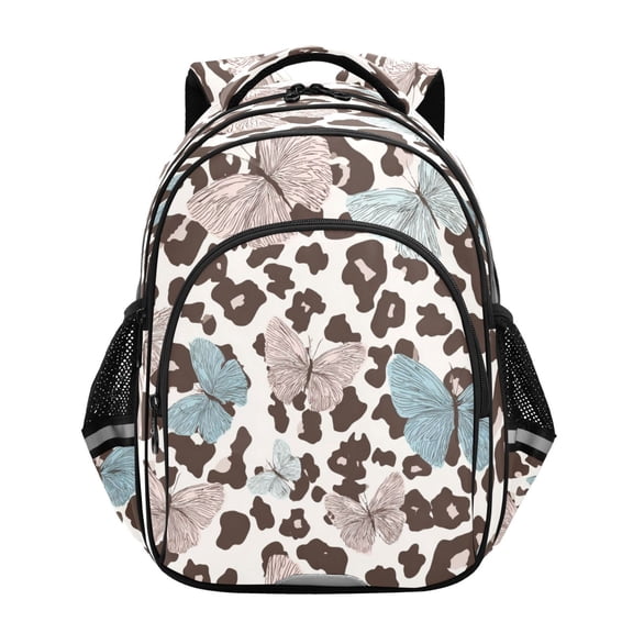 Qxltty Pastel Leopard Print Backpack Lightweight Multi Pocket Daypack Reflective Bookbag with Adjustable Straps