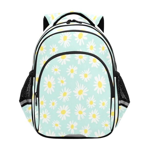 Qxltty Pastel Mint Daisy Backpack Lightweight Multi Pocket Daypack Reflective Bookbag with Adjustable Straps
