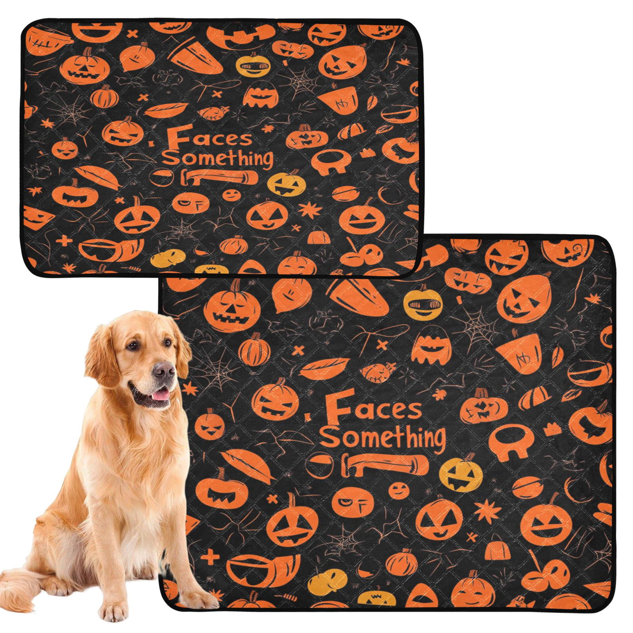 Qxltty Pattern Of Black and Orange Halloween Symbols Cat litter Pads Pet Set of 2 Diaper Mats Center Anti-leakage Layer Absorbent Soft and Comfortable