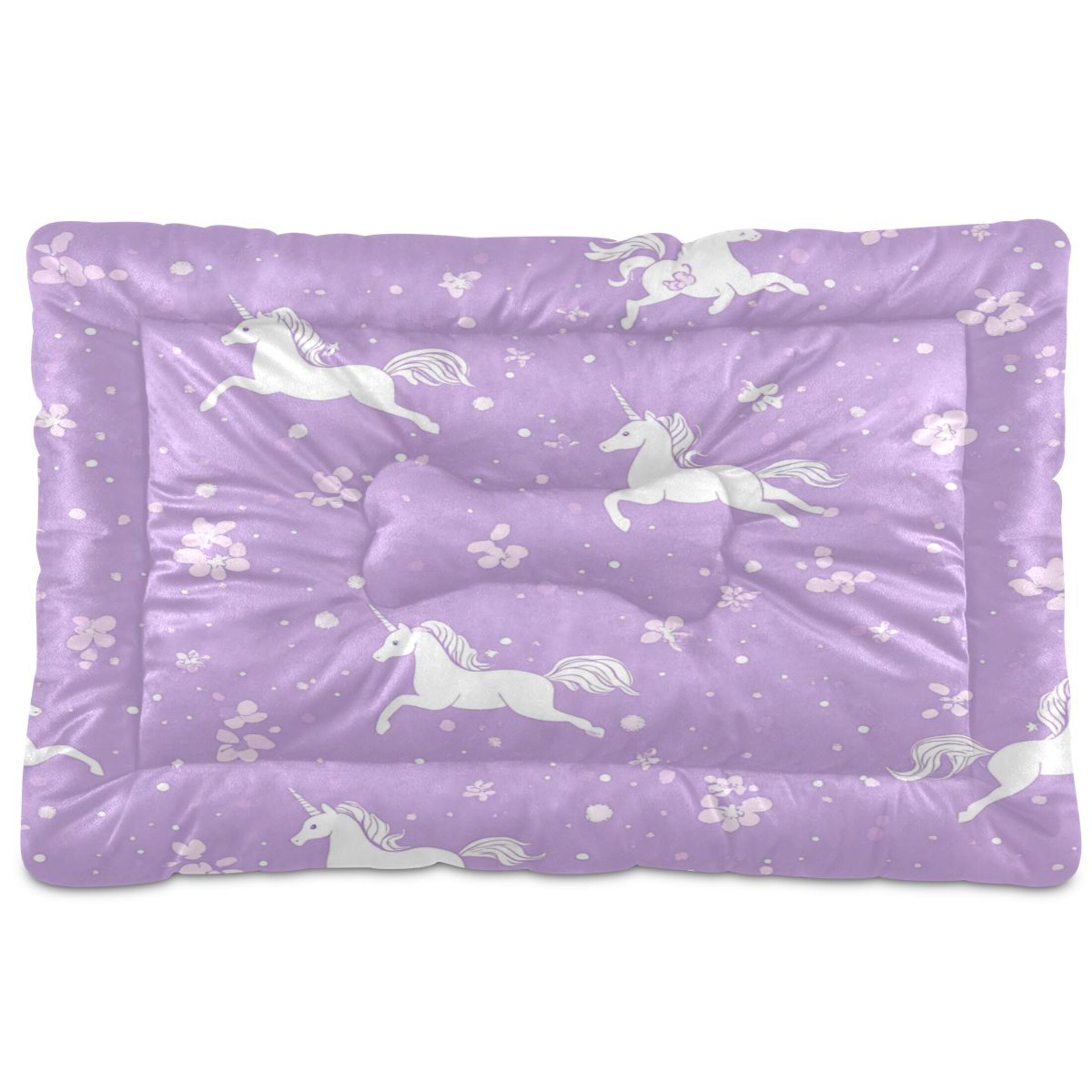 Qxltty Pattern with Flying Unicorns and Flowers Ped Pad Wear-resistant and Hard to Bite Through Sleeping Pad for Small Medium Large Dogs Winter Pet Bed 36×24in