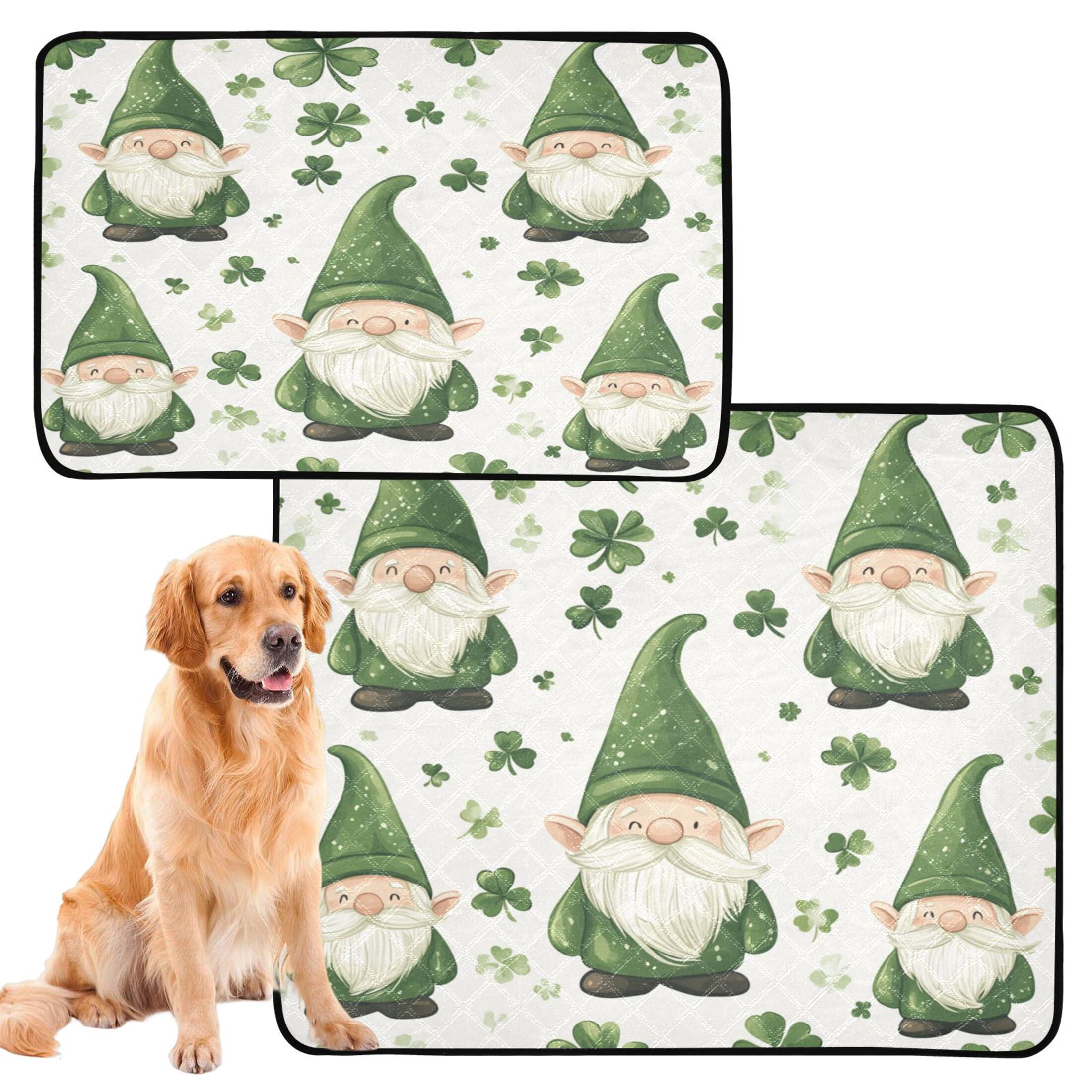 Qxltty Pattern Of Dwarf in Green Hat Cat litter Pads Pet Set of 2 Diaper Mats Center Anti-leakage Layer Absorbent Soft and Comfortable