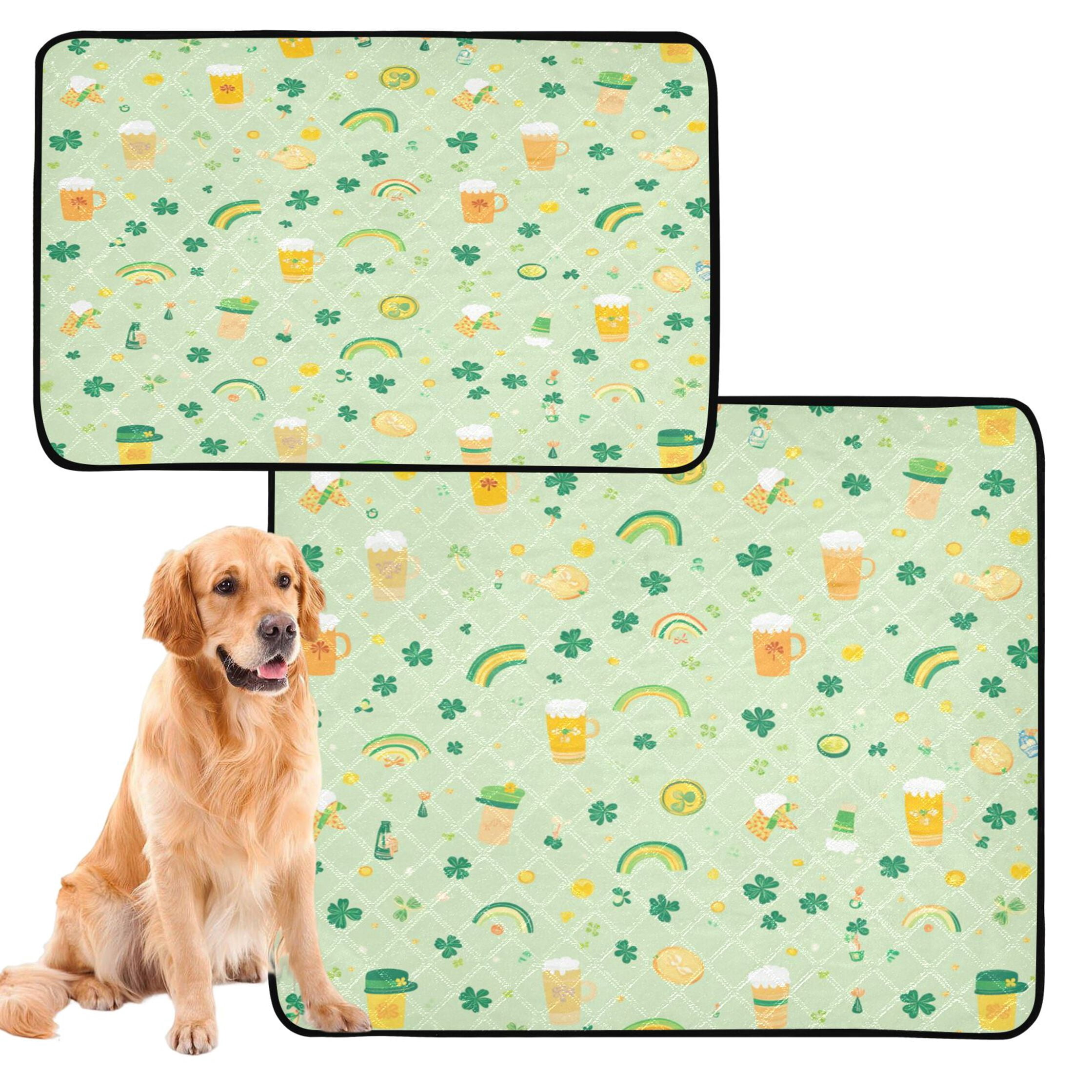 Qxltty Pattern with Rainbows Shamrocks and Leprechaun Hat Cat litter Pads Pet Set of 2 Diaper Mats Center Anti-leakage Layer Absorbent Soft and Comfortable