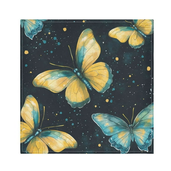 Qxltty A Pattern Of Yellow Butterflies with Teal Wings Napkins 20×20in Perfect for Parties Dinners Weddings Cocktail Housewarming Cloth Napkins Set of 6