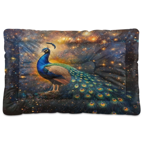 Qxltty Peacock Of Stars Ped Pad Wear-resistant and Hard to Bite Through Sleeping Pad for Small Medium Large Dogs Winter Pet Bed 24×18in
