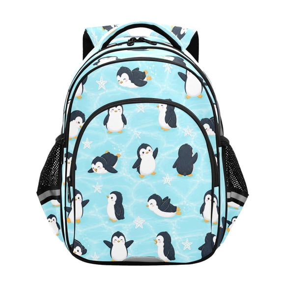 Qxltty Penguin Starfish Backpack Lightweight Multi Pocket Daypack Reflective Bookbag with Adjustable Straps