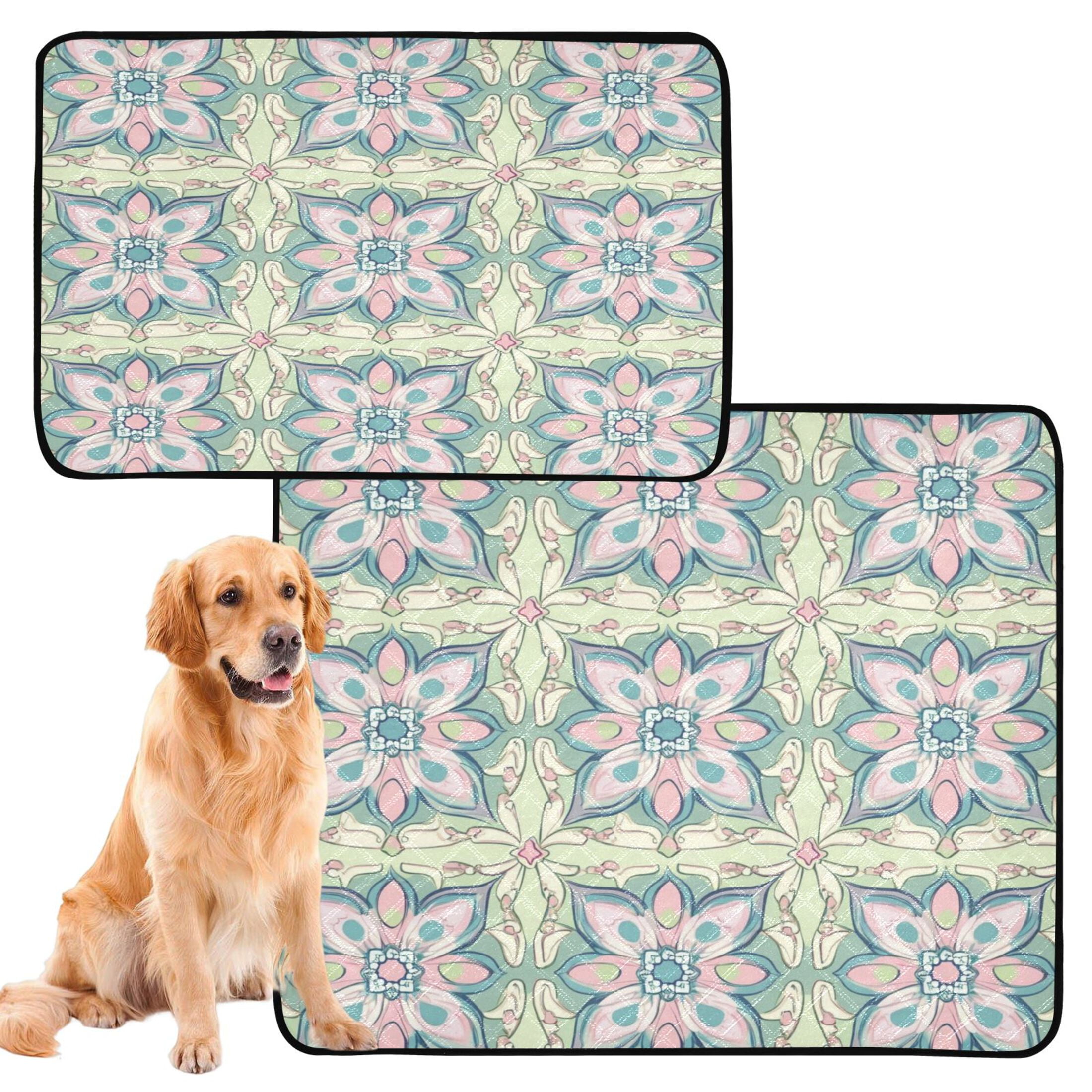 Qxltty Persian Style Motifs Cat litter Pads Pet Set of 2 Diaper Mats Center Anti-leakage Layer Absorbent Soft and Comfortable