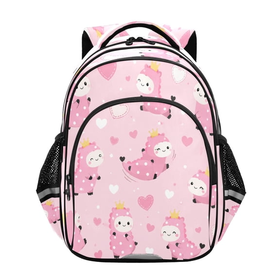 Qxltty Pink Dinosaur Backpack Lightweight Multi Pocket Daypack Reflective Bookbag with Adjustable Straps