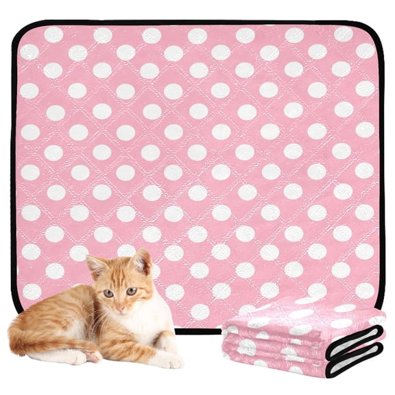 Qxltty Pink Dot Cat litter Pads Pet Set of 3 Diaper Mats Center Anti-leakage Layer Absorbent Soft and Comfortable