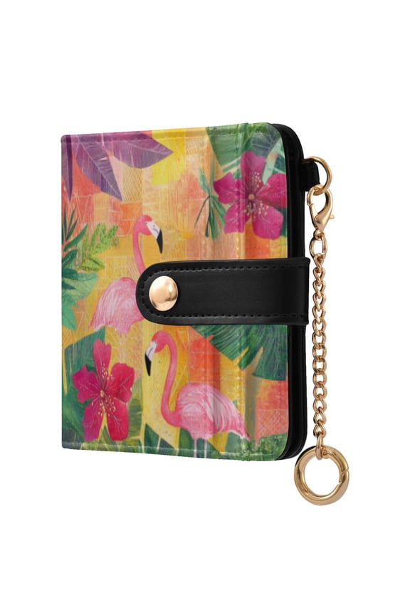 Pink Flamingos Ladies Wallet Rfid Slim Thin Compact Credit Card Women Wallet Zipper Coin Pocket and ID Window for Female Gifts
