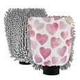 thumbnail image 1 of Qxltty Pink Glitter Hearts Pattern Car Wash Mitt 2pcs Scratch Free Lint-Free Antistatic Microfiber 7.09×10.24in, 1 of 8