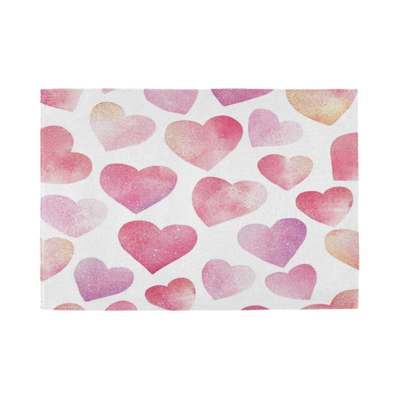 Qxltty Pink Glitter Hearts Pattern Placemats Set of 1 Heat Resistant Non-Slip Place mat for Dining Table Washable Durable Polyester Woven Table Decorations