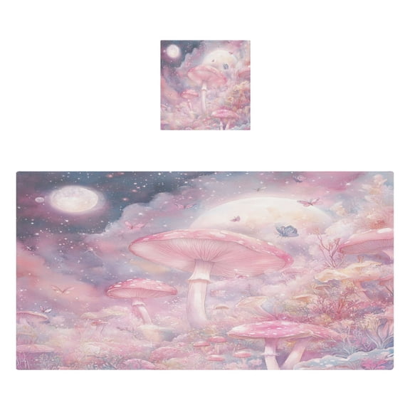 Qxltty Pink Mushroom Butterfly Bath and Hand Towel Set 100% Cotton Towels for Bathroom Soft Durable and Absorbent