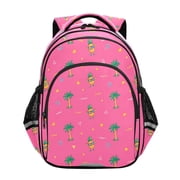 Qxltty Pink Palm Pineapple Backpack Lightweight Multi Pocket Daypack Reflective Bookbag with Adjustable Straps