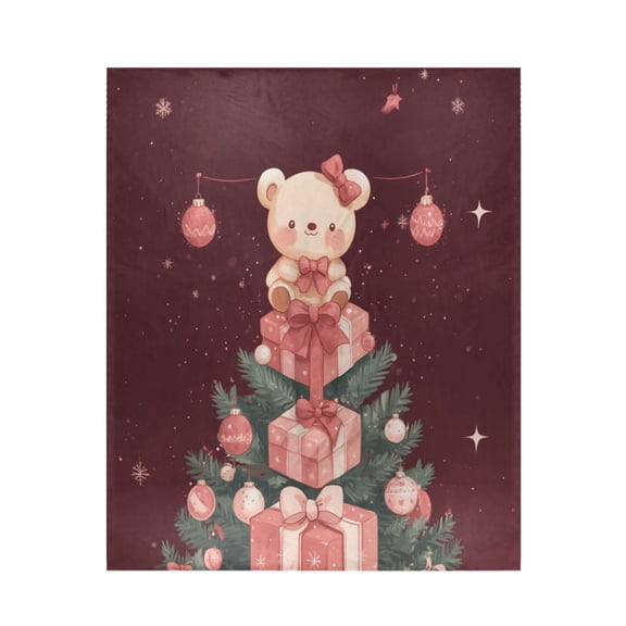 Qxltty Pink Teddy Bear Soft Cozy Fluffy Blankets for Couch Sofa Chair Bed Camping Picnic Travel Lightweight Bed 5060inch