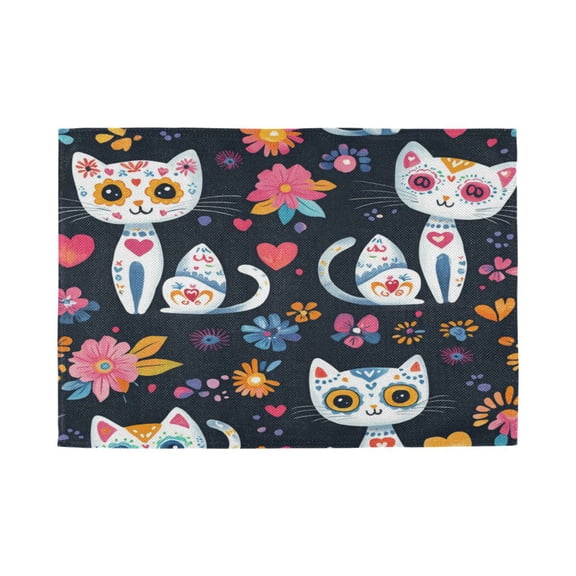 Qxltty Playful Colorful Cat Pattern Placemats Set of 1 Heat Resistant Non-Slip Place mat for Dining Table Washable Durable Polyester Woven Table Decorations