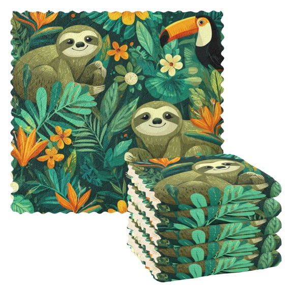 Qxltty Playful Sloths 6 Pack Dish Cloths Dish Towels Reusable Kitchen Hand Towels 1111in