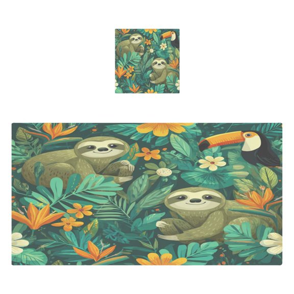 Qxltty Playful Sloths Bath and Hand Towel Set 100% Cotton Towels for Bathroom Soft Durable and Absorbent