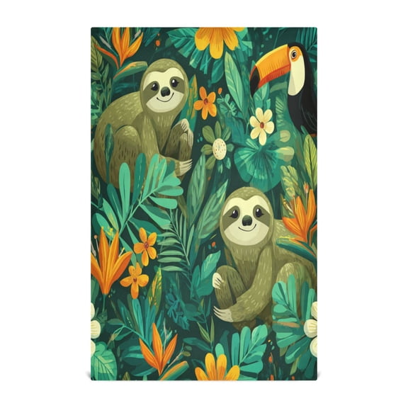 Qxltty Playful Sloths Kitchen Towels 28 x 18 Inch Soft Cotton Linen Feel Dish Towels with Hanging Loop for Drying, Cleaning & Decor