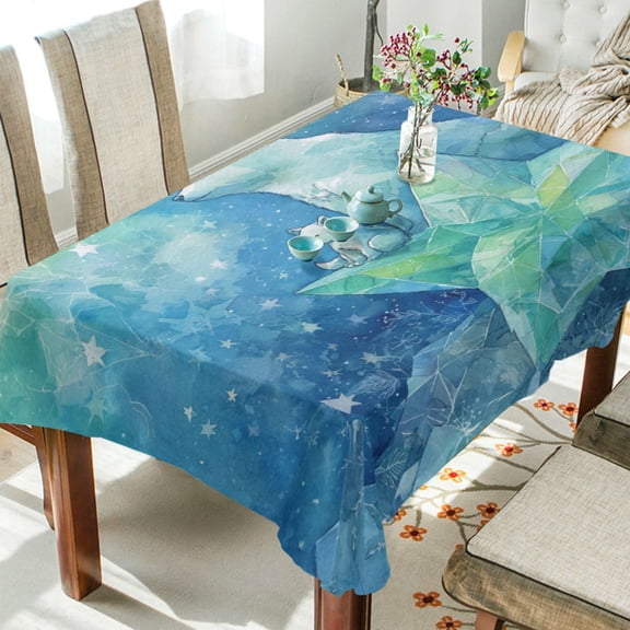 Qxltty Polar Bear Square Tablecloth 54×54in Thick Wrinkle Resistant Heat Proof Durable Table Cover for Dining Table