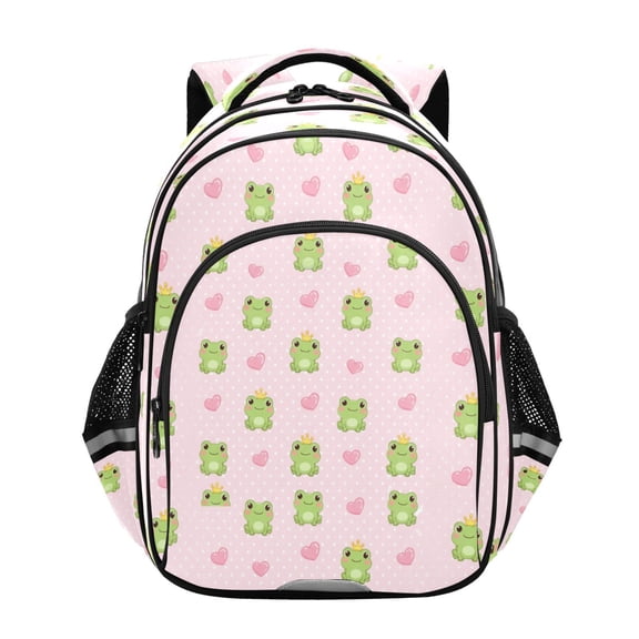Qxltty Polka Dot Frog Backpack Lightweight Multi Pocket Daypack Reflective Bookbag with Adjustable Straps