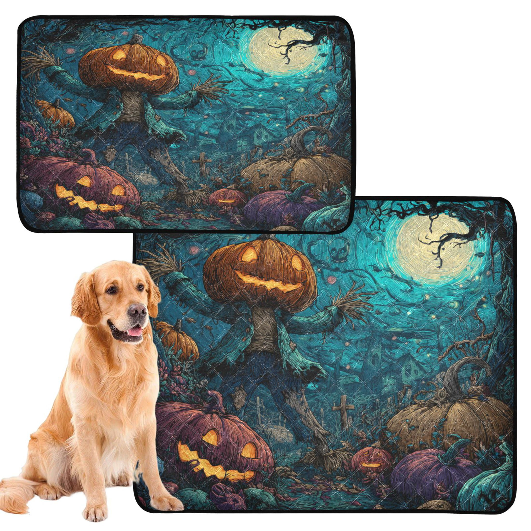 Qxltty Pranking Pumpkin Cat litter Pads Pet Set of 2 Diaper Mats Center Anti-leakage Layer Absorbent Soft and Comfortable