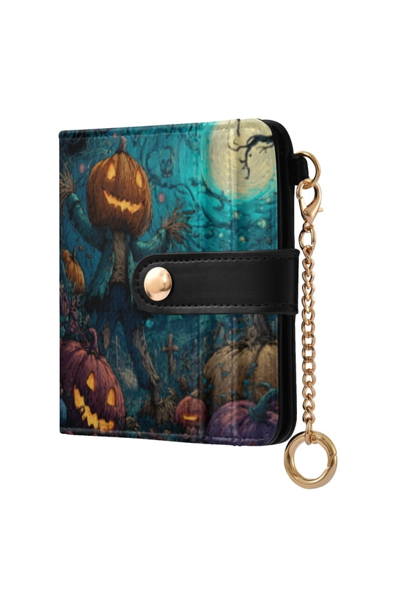 Pranking Pumpkin Ladies Wallet Rfid Slim Thin Compact Credit Card Women Wallet Zipper Coin Pocket and ID Window for Female Gifts
