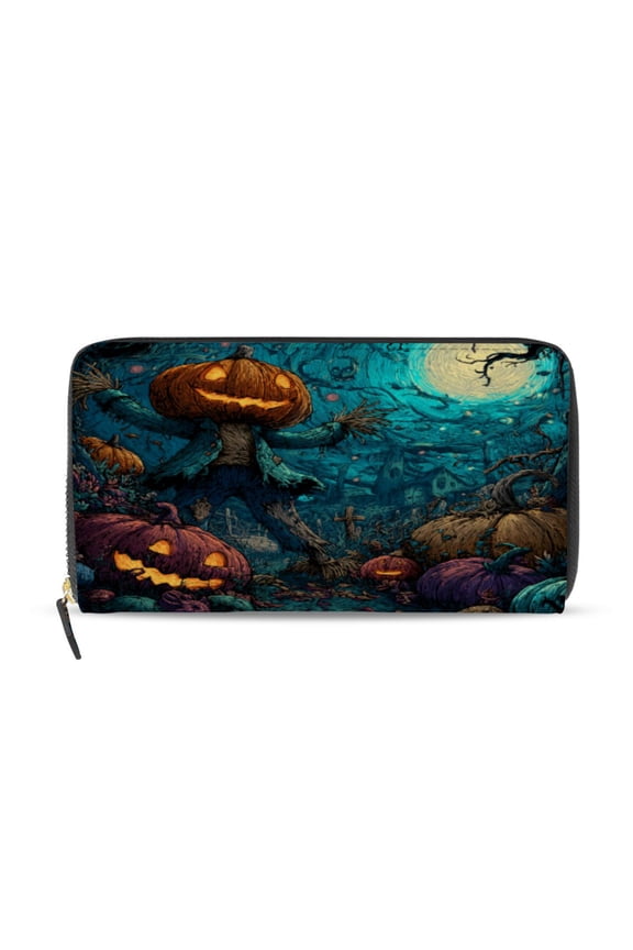 Pranking Pumpkin Women's Leather Wallet Fashion Retro Multi Card Holder with Cell Phone Pocket Mothers Day Gifts