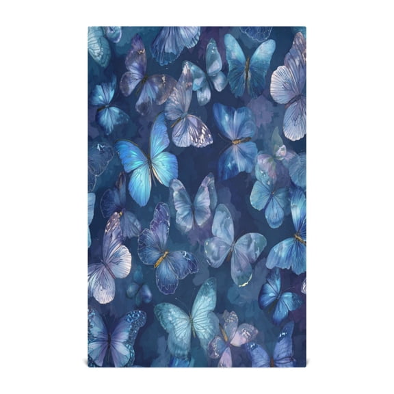 Qxltty Pretty Blue Butterfly Kitchen Towels 28 x 18 Inch Set of 4 Soft Cotton Linen Feel Dish Towels with Hanging Loop for Drying, Cleaning & Decor