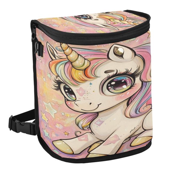 Qxltty Pretty Unicorns Car Trash Can with Lid Vehicle Backseat Hanging Leak Proof Storage Bin