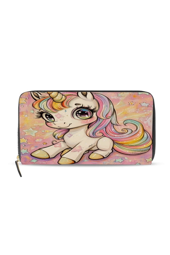 Pretty Unicorns Women's Leather Wallet Fashion Retro Multi Card Holder with Cell Phone Pocket Mothers Day Gifts