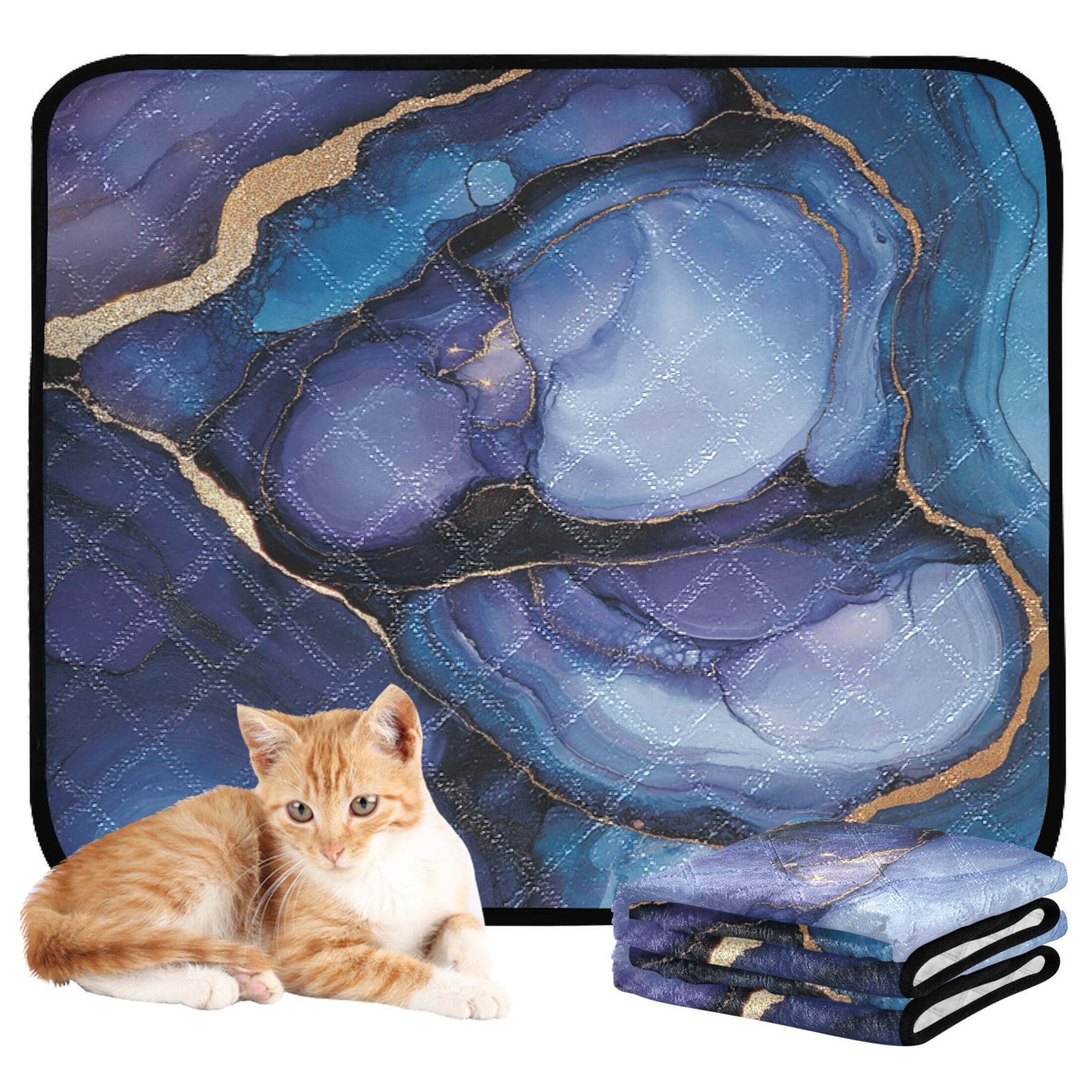 Qxltty Puddle Veined Marble Cat litter Pads Pet Set of 3 Diaper Mats Center Anti-leakage Layer Absorbent Soft and Comfortable