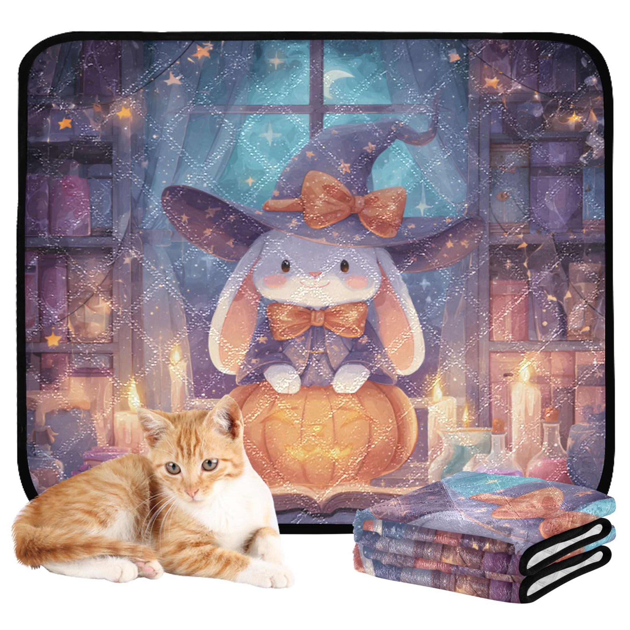 Qxltty Pumpkin Bunny Cat litter Pads Pet Set of 3 Diaper Mats Center Anti-leakage Layer Absorbent Soft and Comfortable